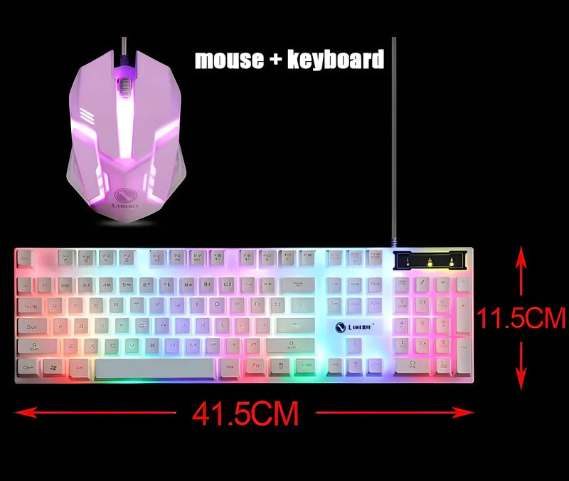 Mouse Y Teclado Gamer Rgb Aoas M-400 Blanco