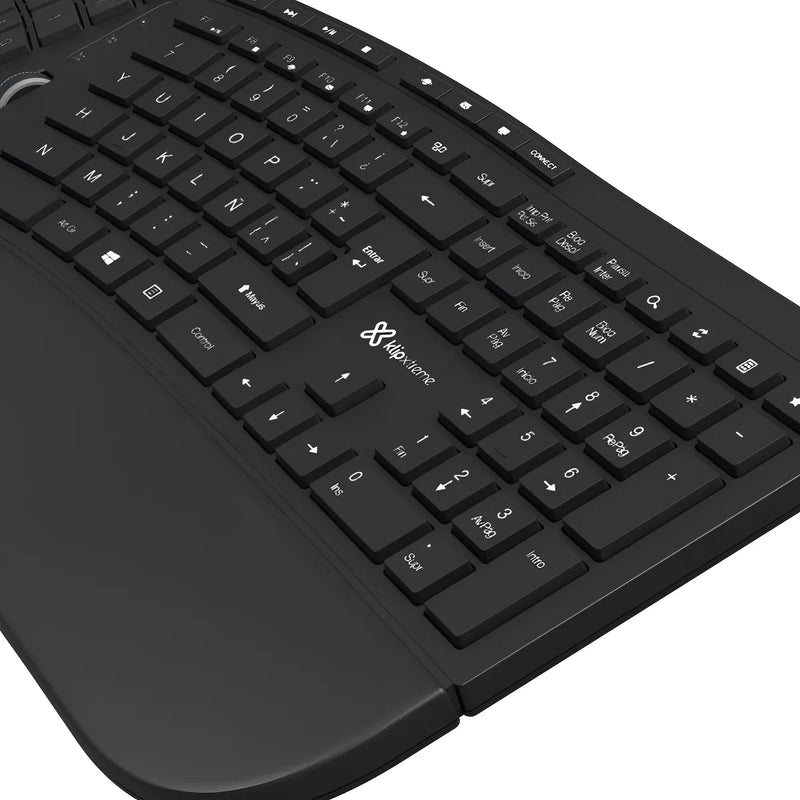 Teclado Klip Xtreme Transcend Wireless Ergonómico - Kbk-530s Color Del Teclado Negro