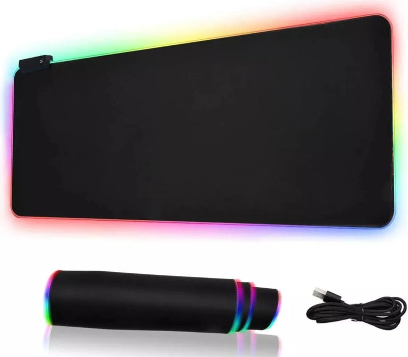 Pad Mouse Gamer Rgb Xxl Luminoso Led 80*30 Cm Antideslizante Negro