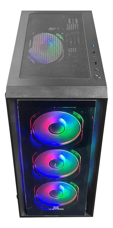 Gabinete Chasis Gamer Pc Argb Atx Con Controlador + 4 Cooler Negro