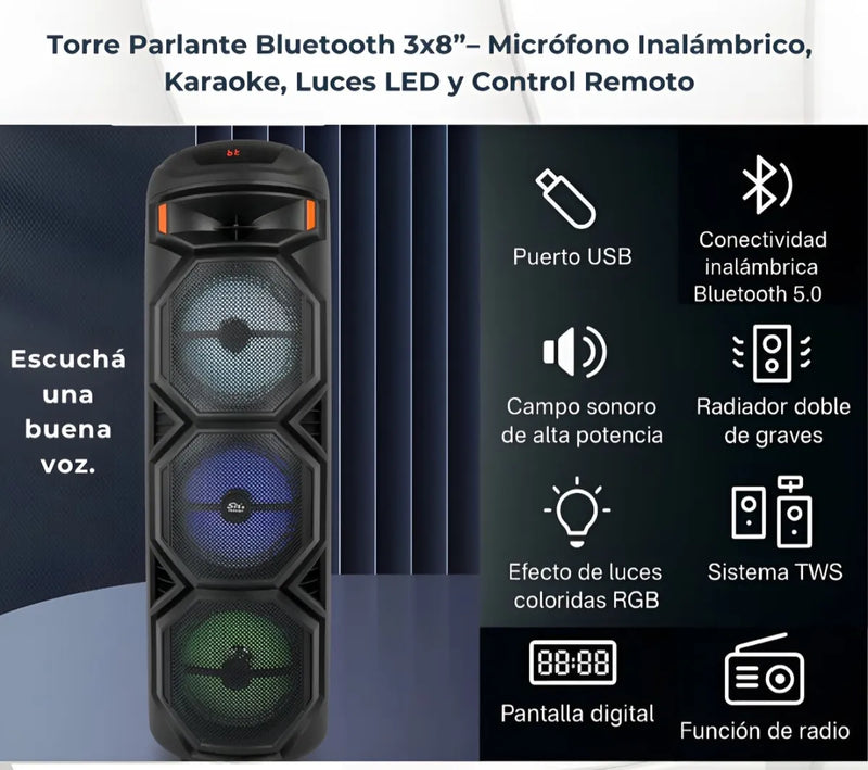 Parlante Torre Seisa Yx-s8301 150w Inalámbrico Negro