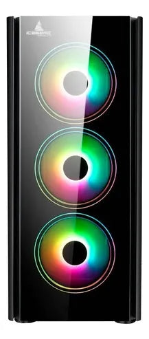 Caja Chasis Atx Gamer Iceberg Crystal G9 V3 4 Fan Argb 12cm Negro