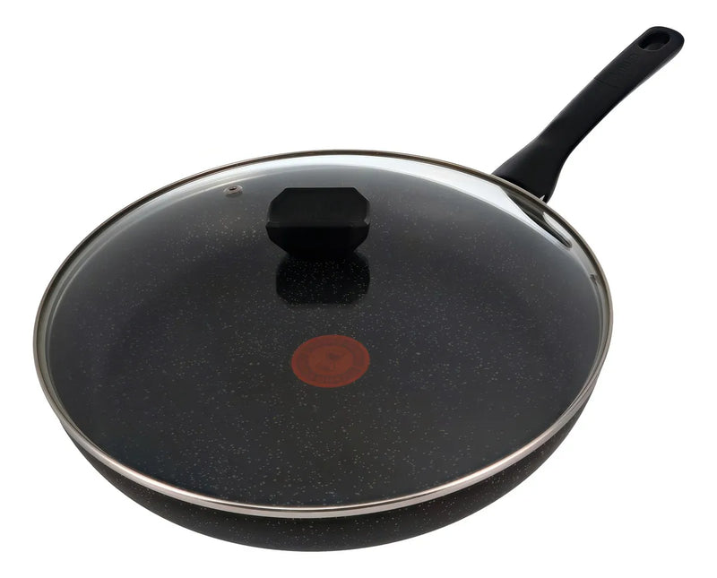 Sartén Imusa Titanium Force 30cm Antiadherente Tapa Vidrio Color Negro