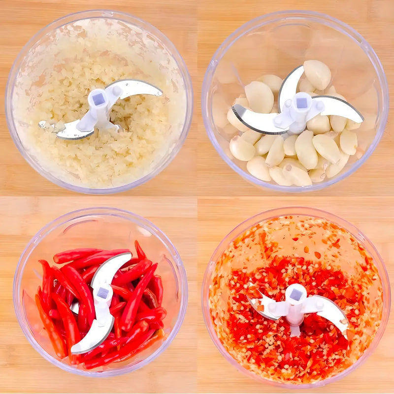 Procesador de alimentos manual mini triturador de 3 cuchillas, colores surtidos