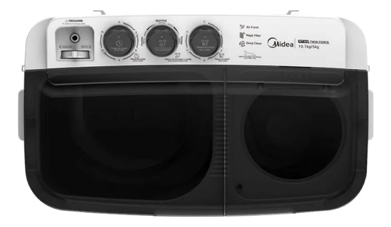 Lavadora Midea Twin Force Carga Superior 10.1kg Blanca