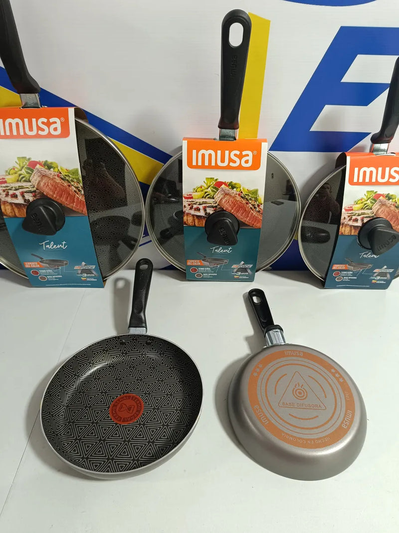 Sarten Imusa Triforce Combo *3 16, 20, 26cms T/vidrio Teflon Gris/azul