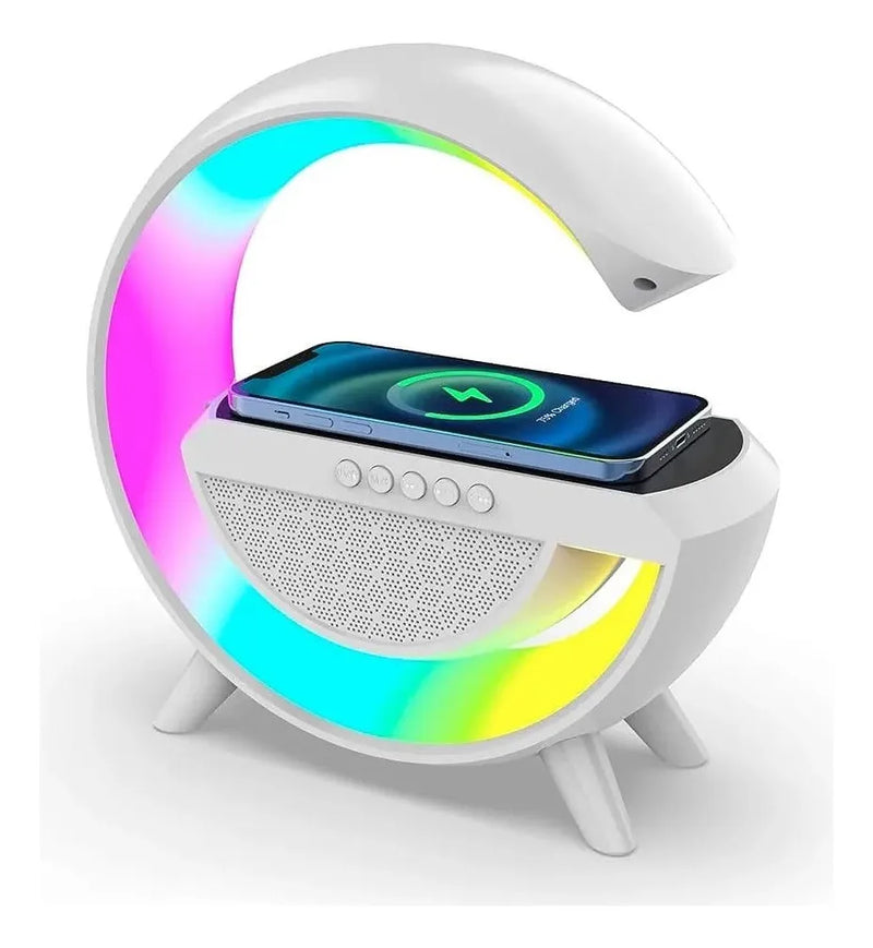 Lampara Parlante Bluetooth Bt-2301 Carga Inalámbrica Blanco