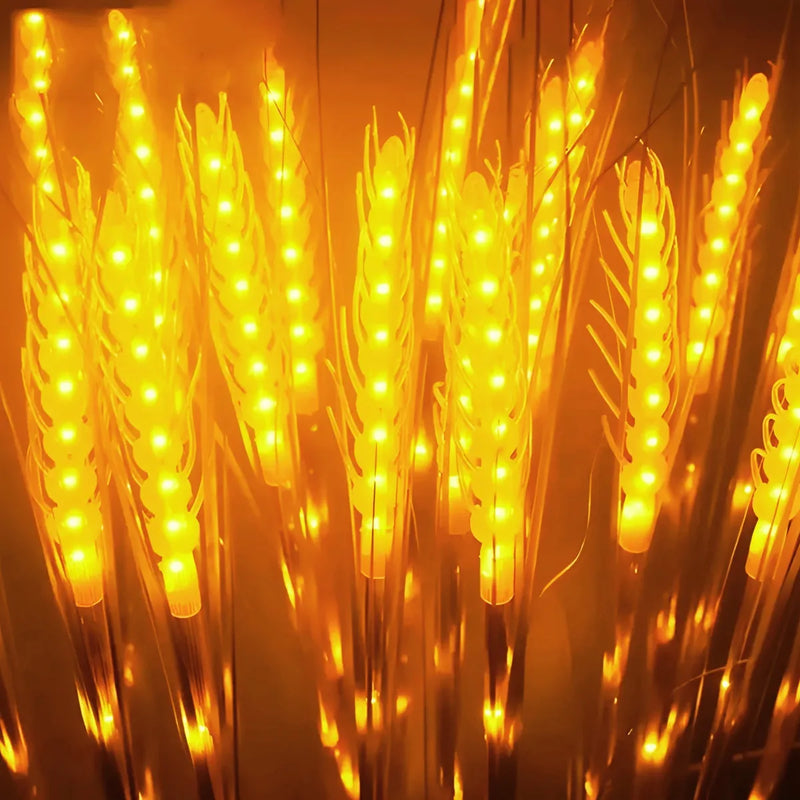 Luces Espiga De Trigo Solar Para Jardin X10 Navideña Amarillo