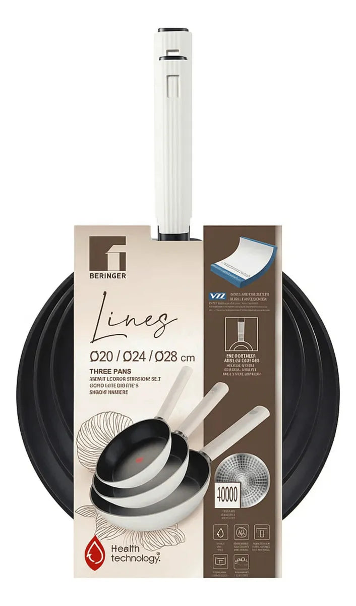 Set X3 Sartenes Lines 20, 24 Y 28cm Aluminio Forjado Negro
