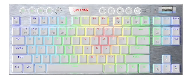 Teclado Gamer Inalámbrico Redragon Horus K621w Tkl Blanc Rgb Idioma Español Latinoamérica Color Del Teclado Blanco