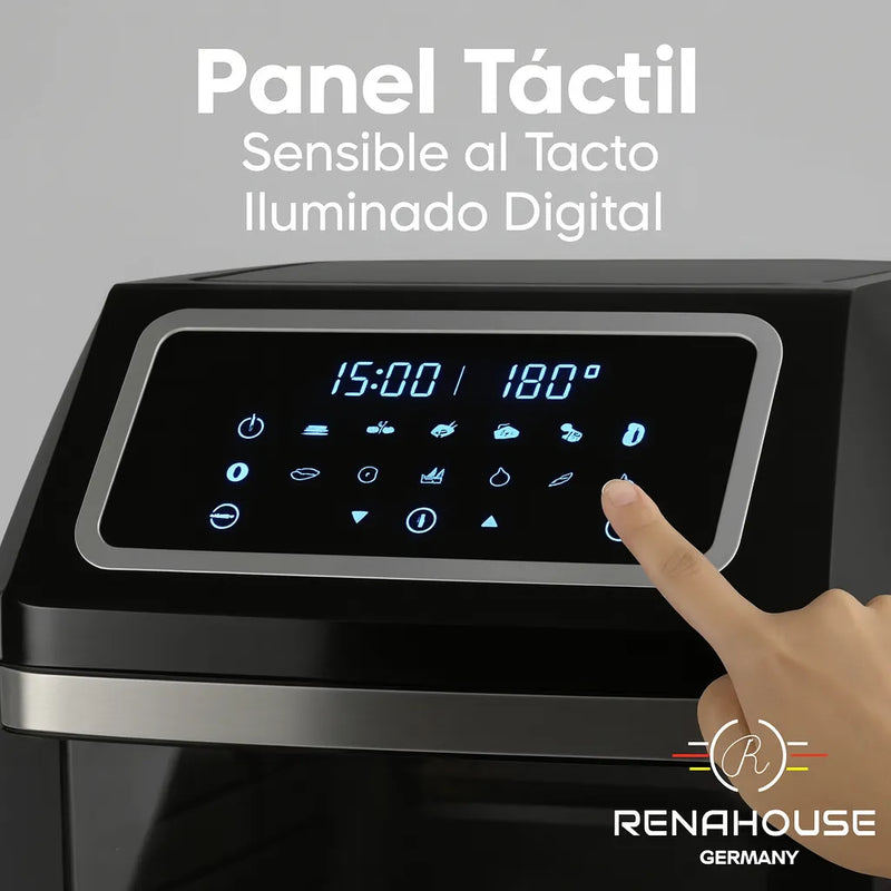 Freidora Horno De Aire 12 L Renahouse Rh-97 Pantalla Tactil Negro