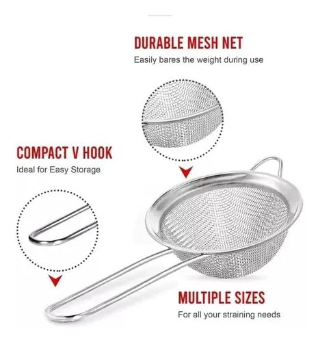 Juego De Coladores Metálicos X3pcs De Cocina Tamizador Acero