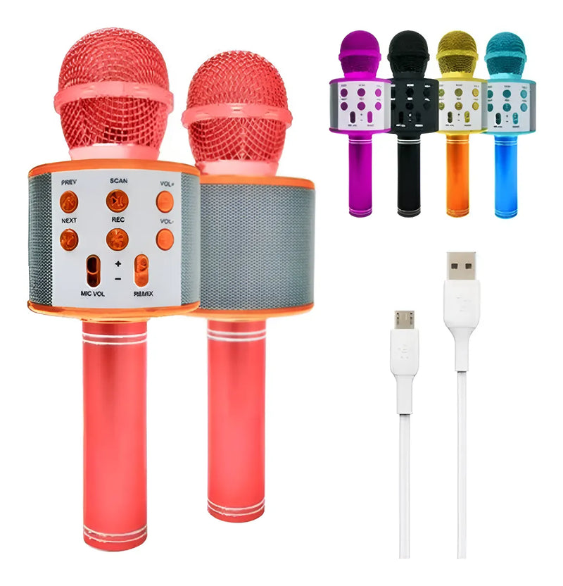 Microfono Karaoke Bluetooth -altavoz Ws 858 Infantil Color Negro