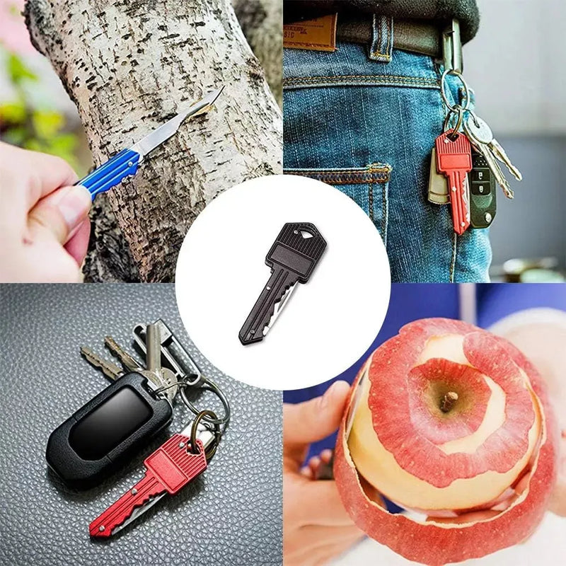 Cuchillo Supervivencia Navaja Táctica Camping Llave Llavero Negro