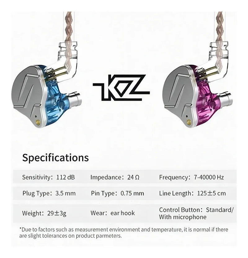 Fone de ouvido in-ear sem fio KZ Auriculares con cable ZSN Pro with mic negro