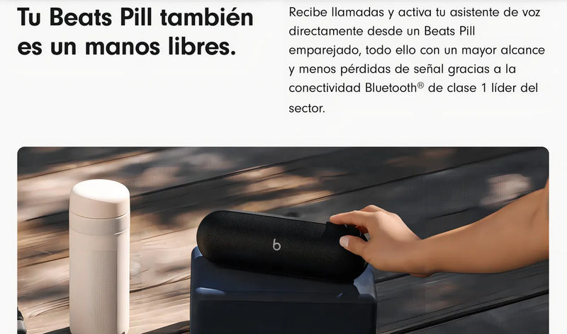 Parlante Bluetooth Beats Pill + Portátil Negro Mate 24 hrs de Autonomía Resistente al Agua Manos Libres
