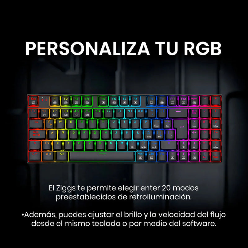 Teclado Gamer Redragon Ziggs K669-rgb Alámbrico, Español, Negro, Red Switch