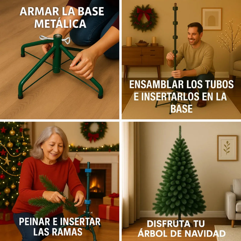 Árbol Andino 2.00m Navideño Para Decoración Muñecos Luces Verde