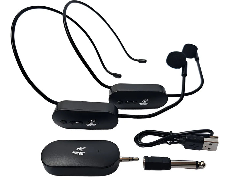 Microfono Doble Diadema Inalambricas 2.4g Receptor Plug Color Negro