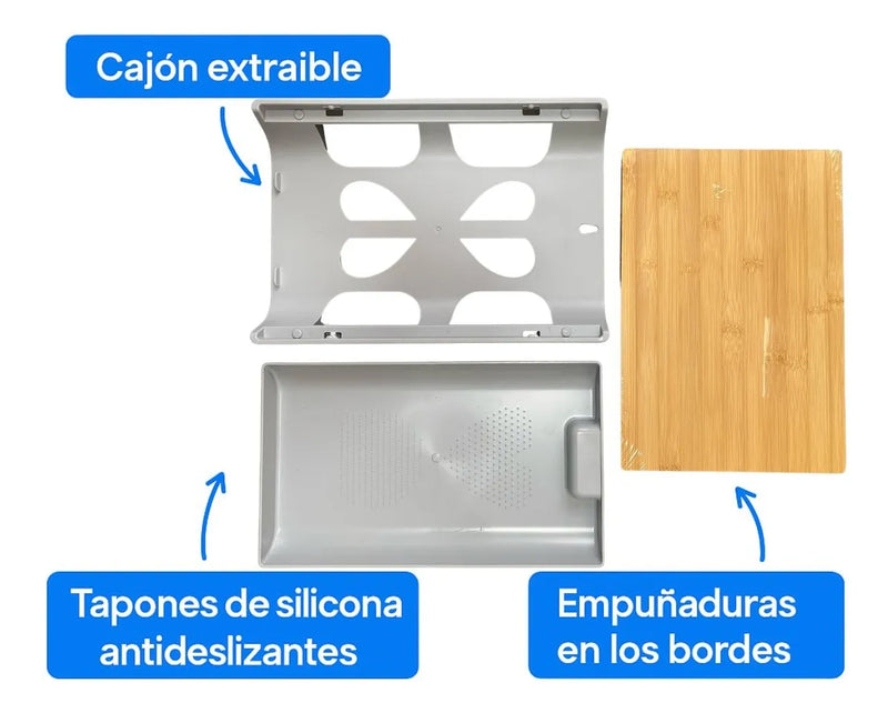 Tabla Bambú Cortar Verduras Bandeja Extraíble Multifuncional Lisa