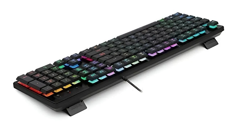 Teclado Redragon Dyaus QWERTY Membrana español latinoamérica color negro con luz de 7 colores