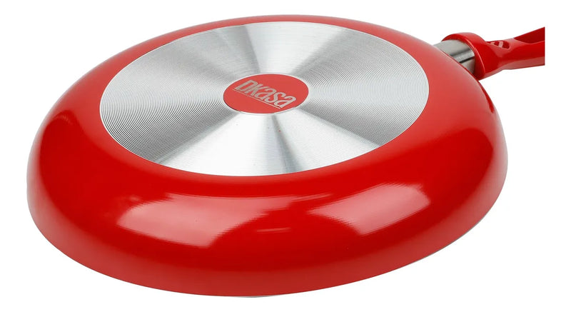Sartén Premium Antiadherente Con Tapa De Vidrio 20cm Rojo