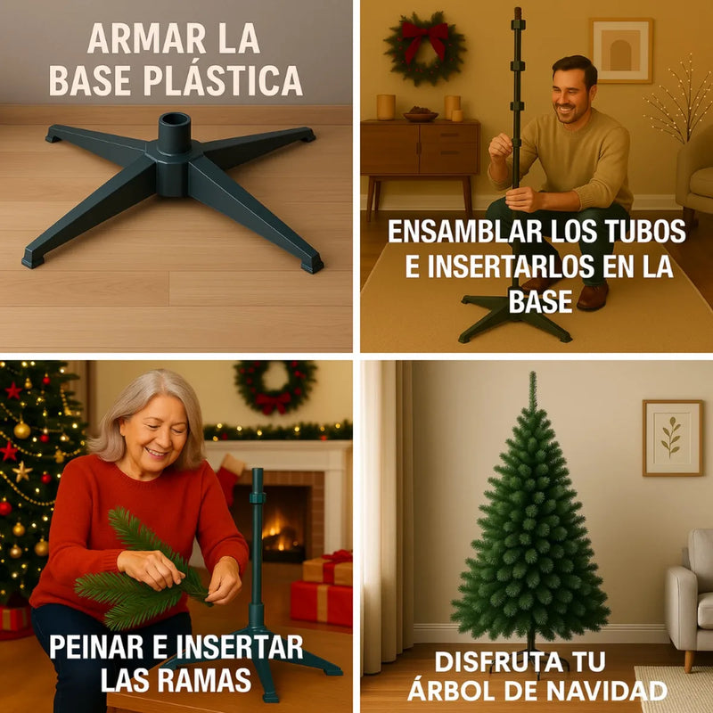Árbol Navideño Montañes 1.50m Para Guirnalda Luces Bolas Verde
