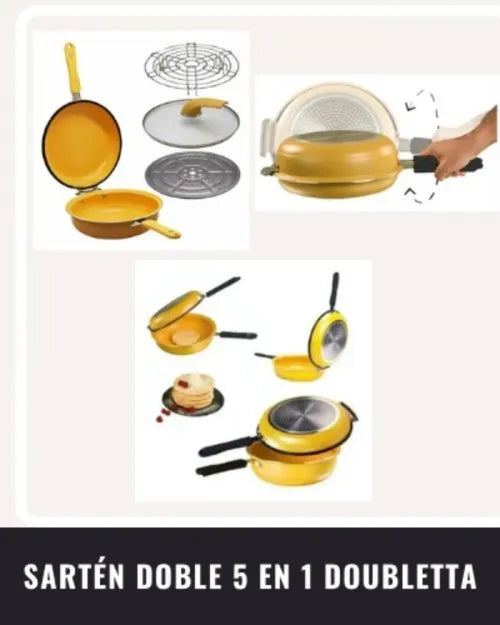 Sartén Doble Parrilla Dessini Antiadherente 40cm + Repuesto Color Amarillo