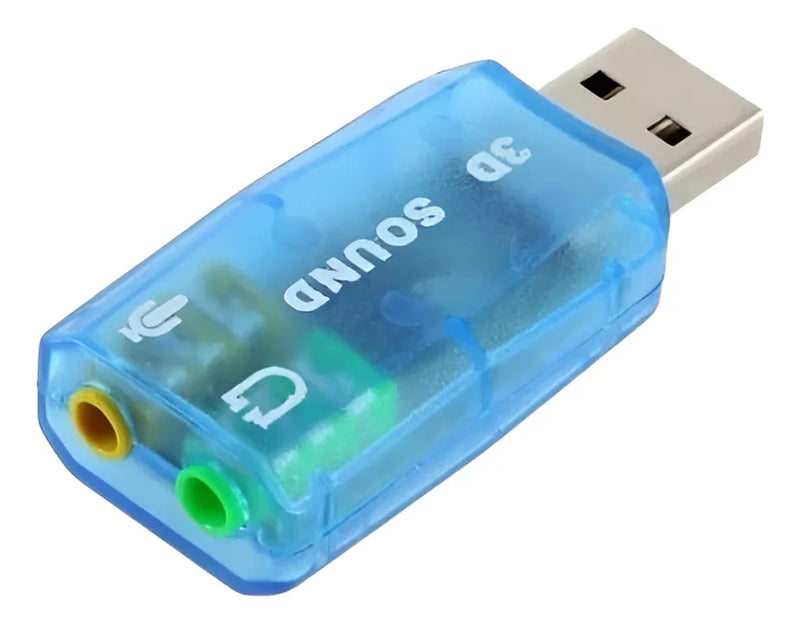 Tarjeta De Sonido Usb 5.1. Audifonos Y Microfono Plug 3.5mm Color Azul