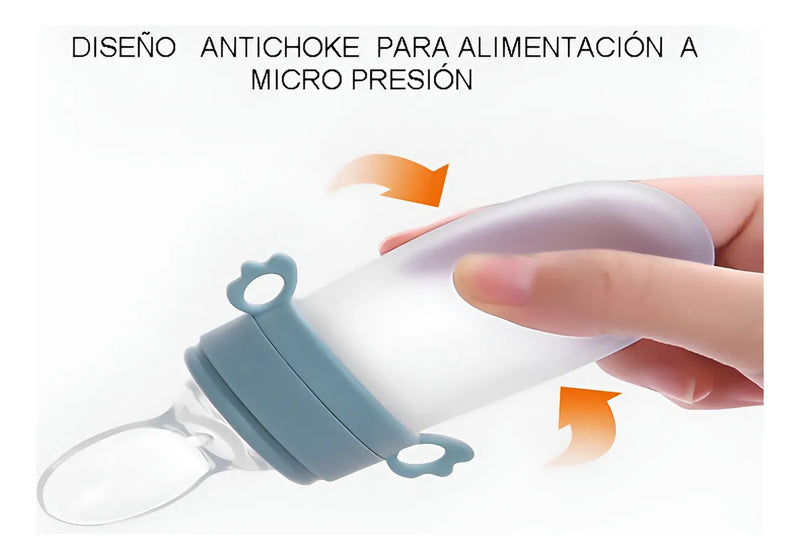 Tetero Biberón Dispensador Alimentos Bebés 40 Ml Uso Verde Chupo 3 Tamaño Alimento + Cuchara Dispensar Ayuda Habilidades Control Sin Bpa Libre Bps Sin Ftalatos Silicona Grado Alimenticio Versátil