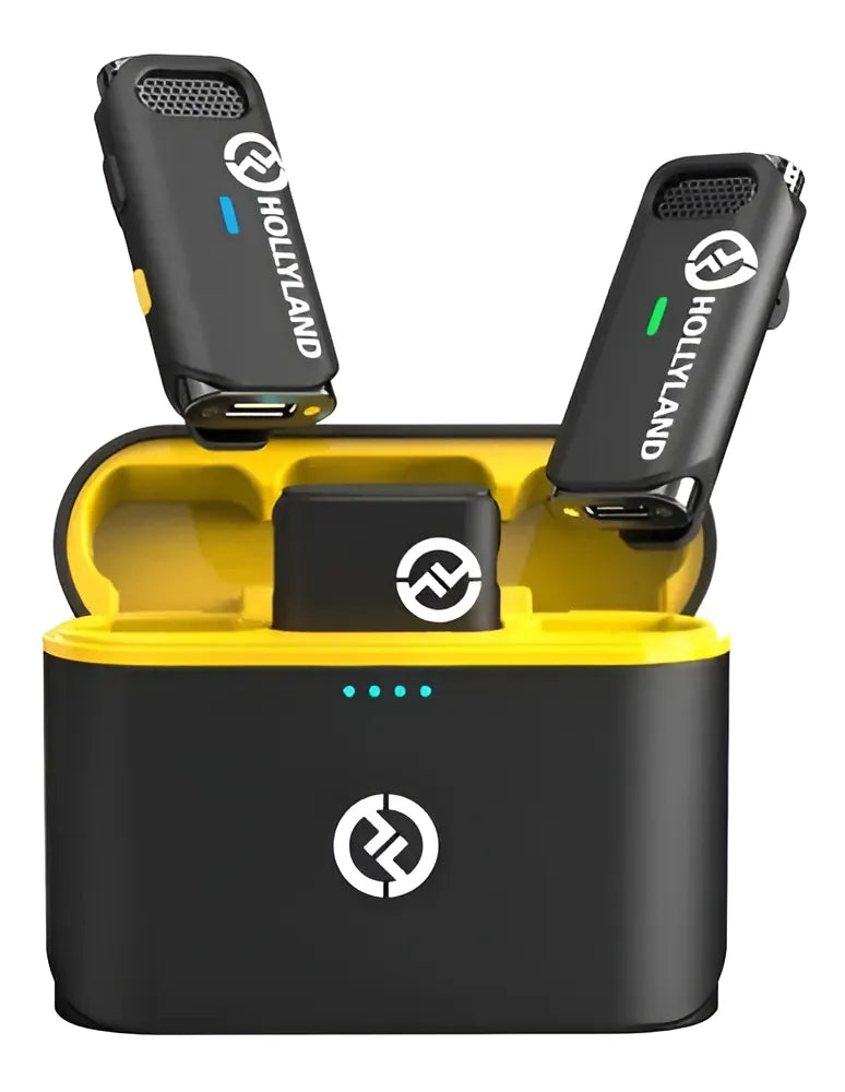Micrófono inalámbrico Hollyland Lark M1 de doble solapa para teléfonos inteligentes de color negro