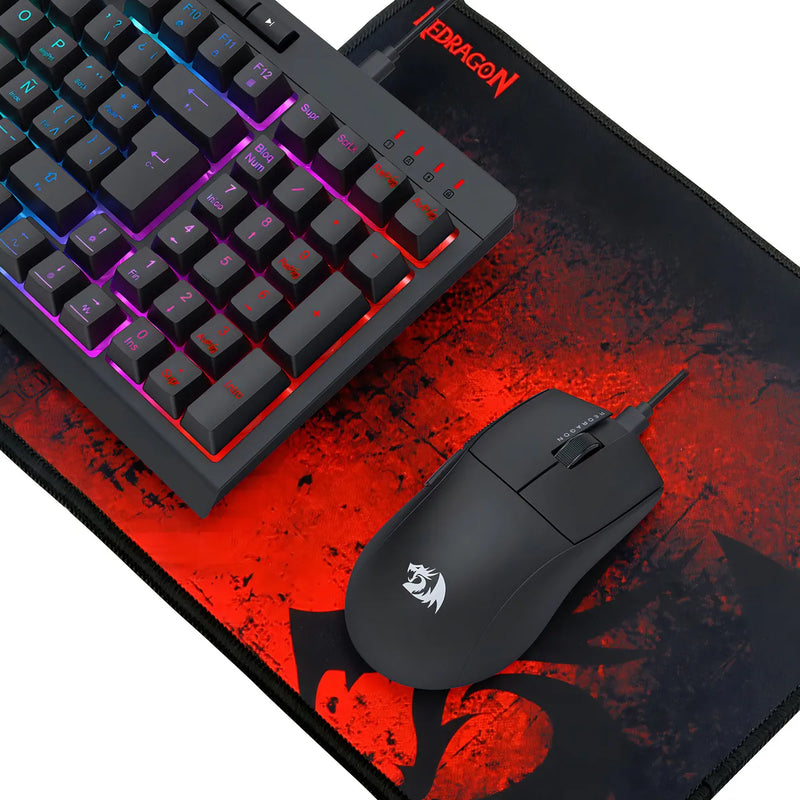 Kit Teclado/ Mouse/ Diadema/ Mousepad Redragon S147 Negro