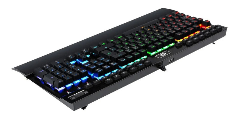 Teclado Redragon Yama QWERTY Outemu Purple español latinoamérica color negro con luz RGB