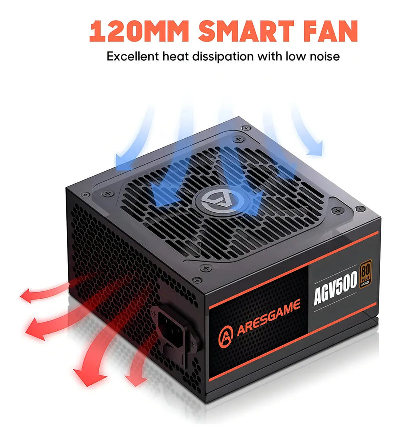 Fuente de poder 500w 80+ bronze Aresgame Agv500 color negro