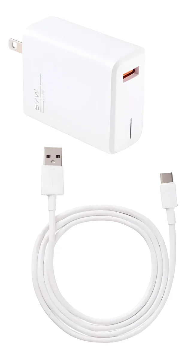 Cargador Celular Tipo C 67w Cable Carga Rápida Usb Teléfono Blanco