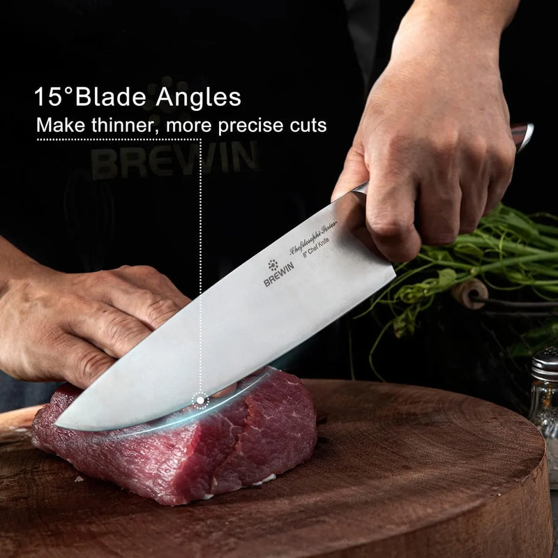 Set 5 Cuchillos Profesionales En Acero Inoxidable Japoneses Pakka Wood