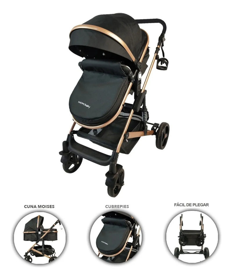 Coche Bebe Moisés Happy Baby Fj Color Negro