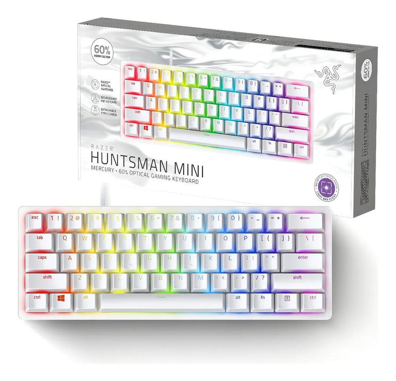 Teclado Razer QWERTY Razer Purple inglés US color mercury con luz RGB