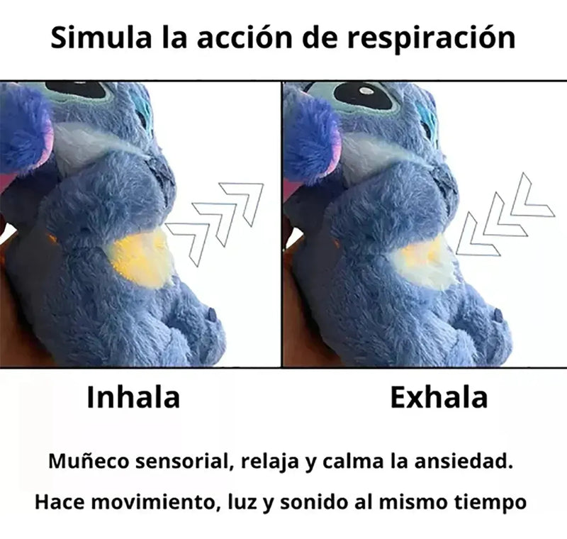 Peluche Respira Ansiedad Bebe Regalo Luz Y Sonido Recargable Azul