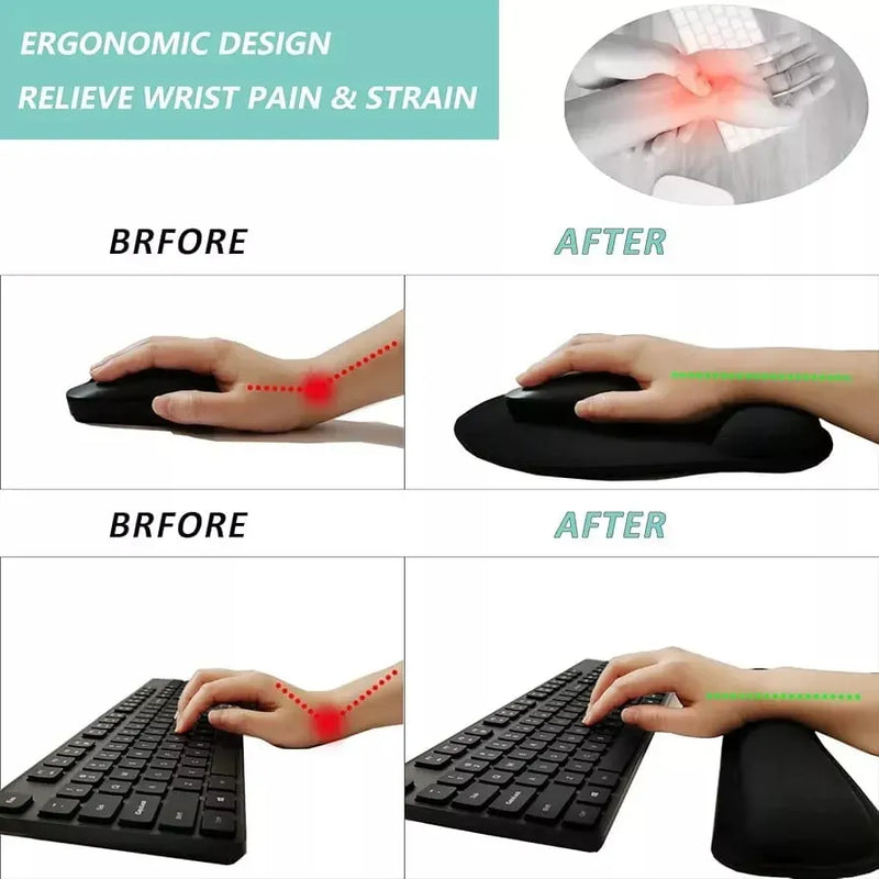 Combo Pad Mouse Y Reposa Muñecas De Teclado Ergonómico Negro Fnatic
