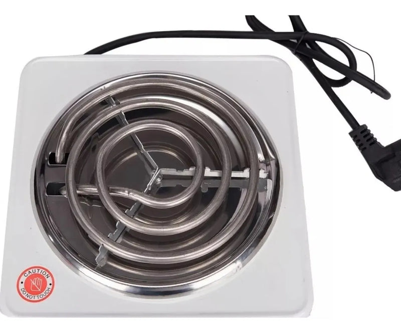 Estufa Eléctrica 1 Puesto Fogon Portátil Camping 1000w 110v Color Blanco