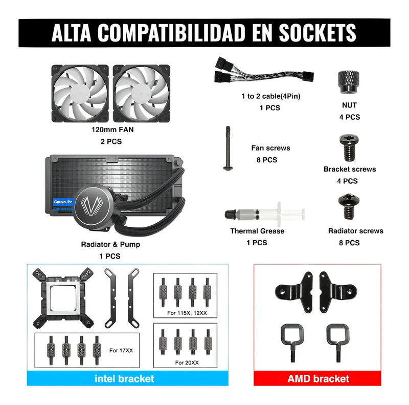 Refrigeración Líquida Vetroo V240 240mm Argb Hasta 250 Tdp
