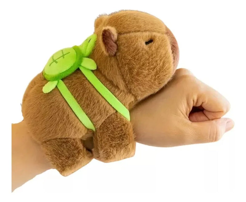 Peluche Capibara Pulsera Brazalete Con Tortuga De 17cm Café