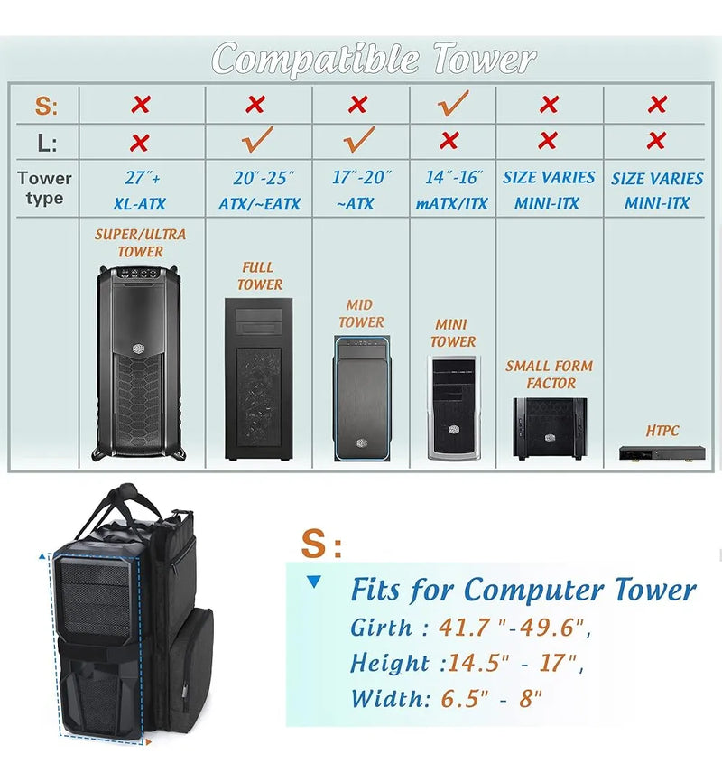 Trunab Pc Tower Correa De Transporte Con Asa, Soporte De Cin Black-1