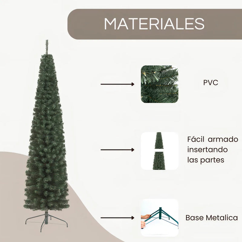 Arbol de Navidad Vermont 2.25m 475 Puntas Gio Home Pino Navideño Look Natural Base Metálica Artificial para Decoración con Bolas Adornos Extensiones Cintas Bombillos Botas Campanas Luces Estrella Noel