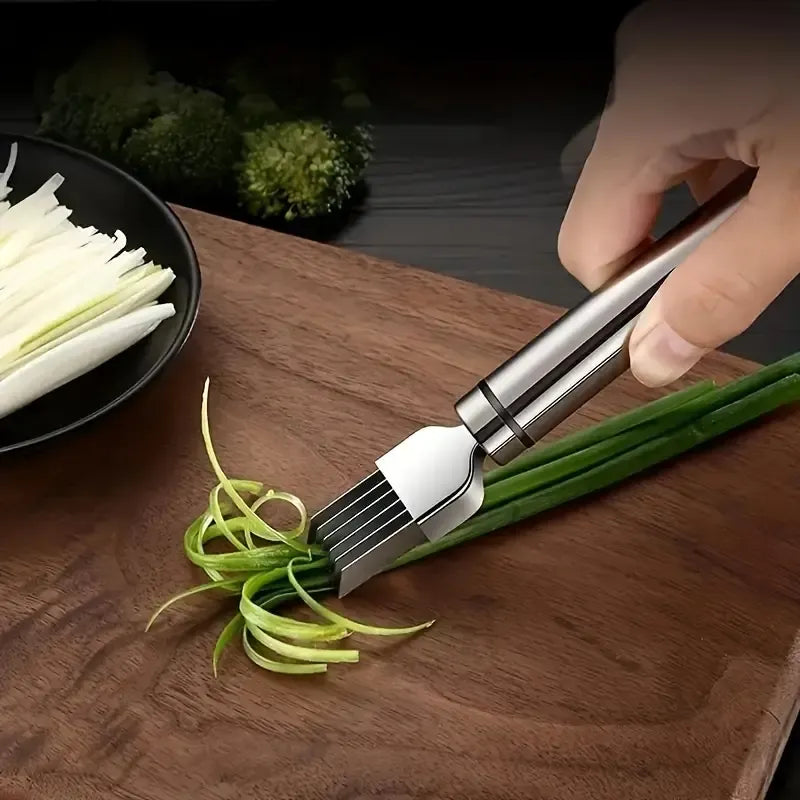 Cortador Acero Inoxidable Para Cebolla Y Verduras Manual Plateado Brillante