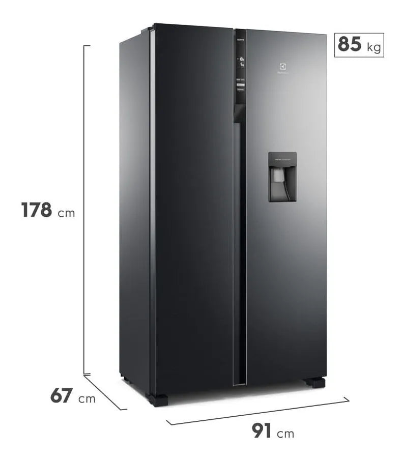Nevecón Electrolux no frost side by side 528L inverter negroERSA53K3HVB