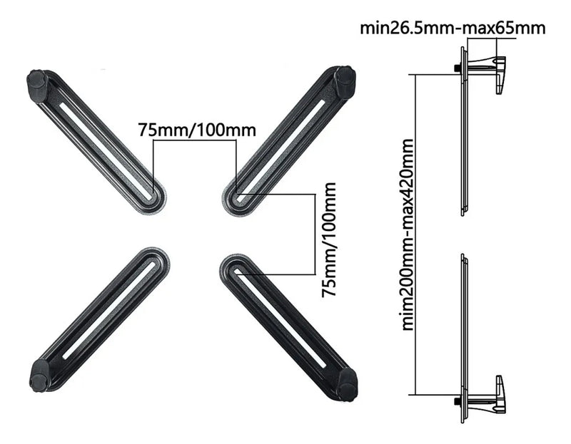 Kit Adaptadores Monitores No-vesa (sin Huecos), Techgo Xm-01 Negro
