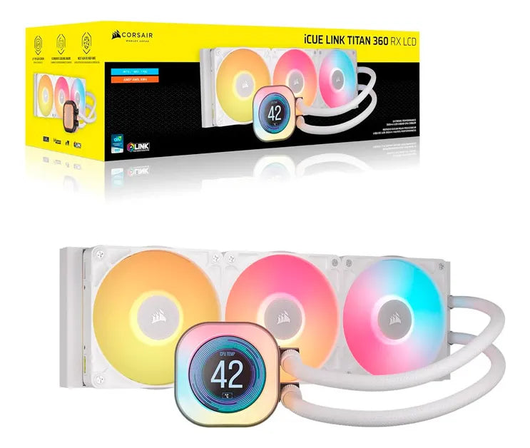 Refrigeracion Corsair Icue Link Titan 360 Rx Lcd 360mm White Blanco