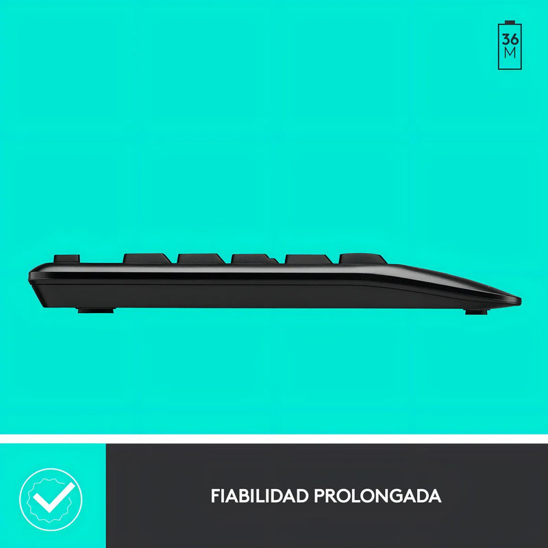 Combo Inalámbrico Logitech Mk345 + Alfombrilla Xl (80x30cm) Mouse Negro Teclado Negro